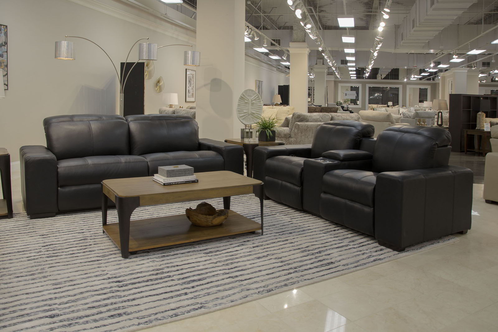 Ferrara - Power Adjustable Headrest Power Recliner Sofa With Zero Gravity - Black