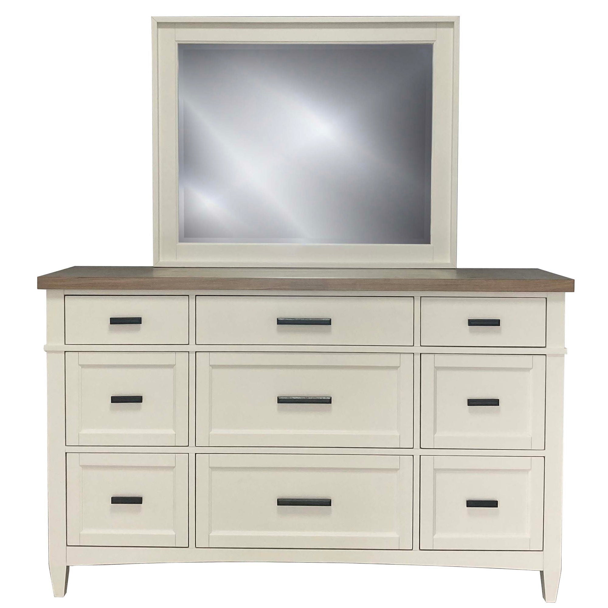 Americana Modern Bedroom - 9 Drawer Dresser And Mirror - Cotton