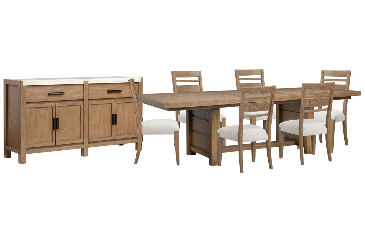 Plum Creek - 8 Piece Extendable Trestle Dining Table Set