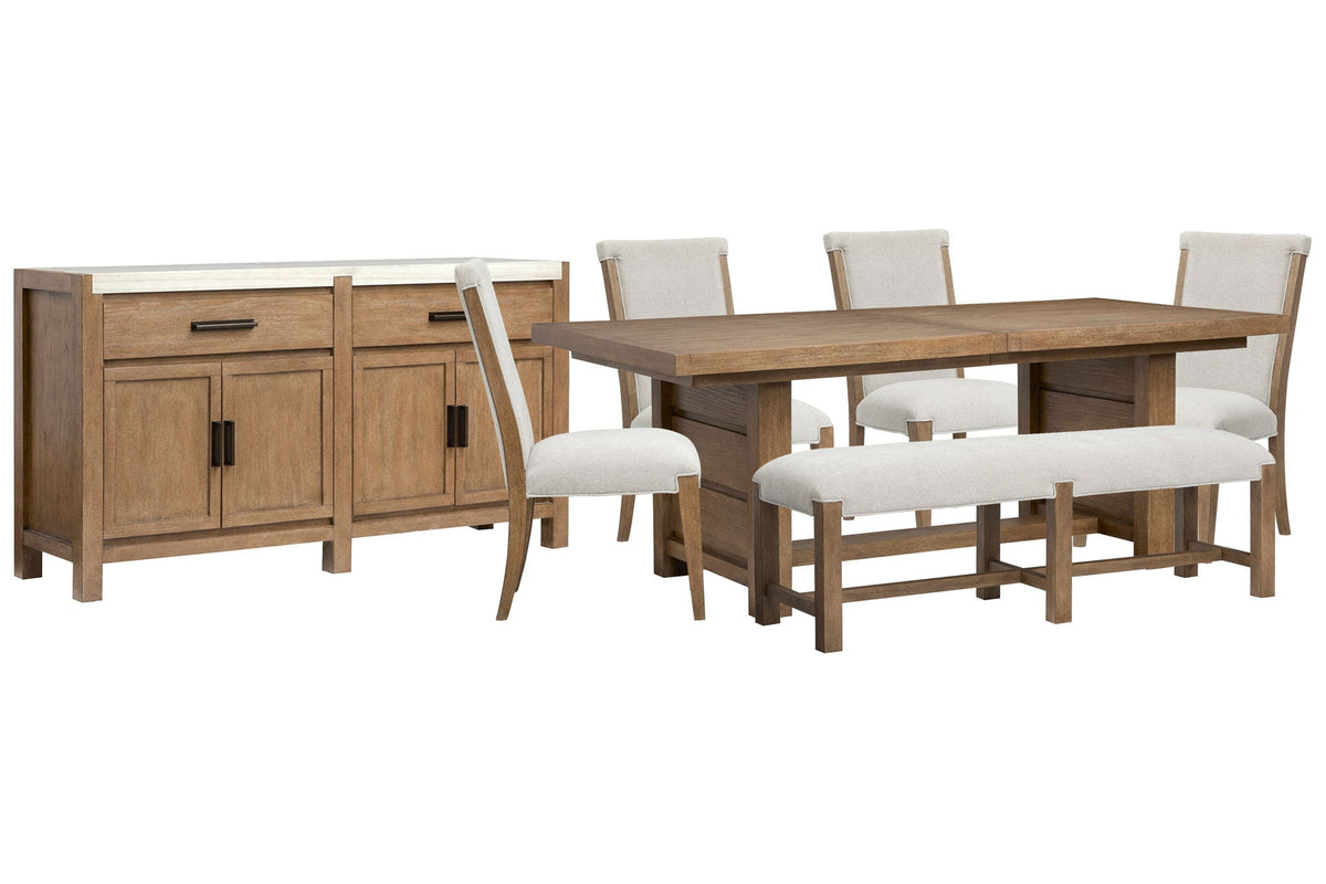 Plum Creek - 7 Piece Extendable Trestle Dining Table Set