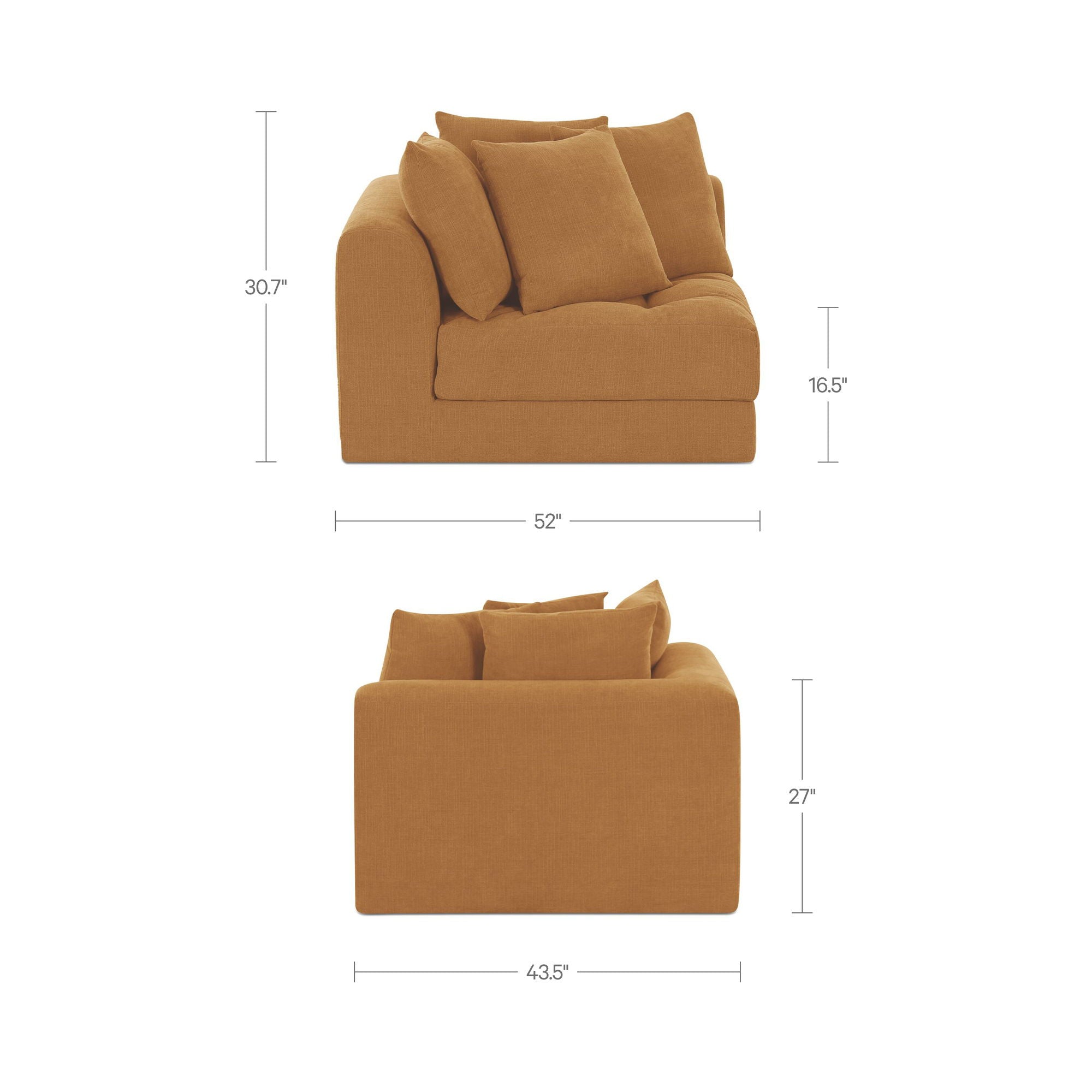 Davie - Right Arm Facing Chair - Golden Yellow