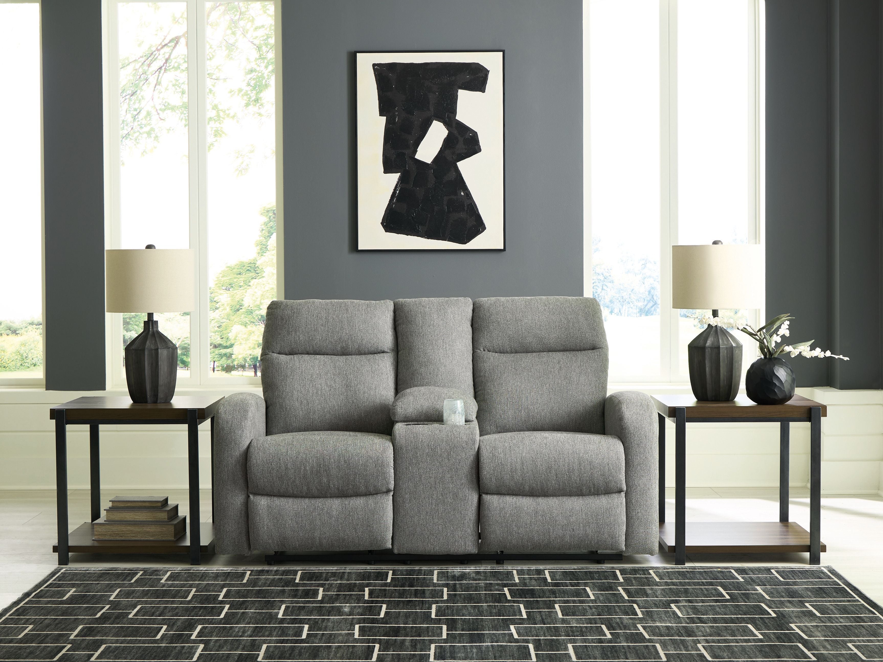 Gauntlet - Double Recline Loveseat With Console - Sterling