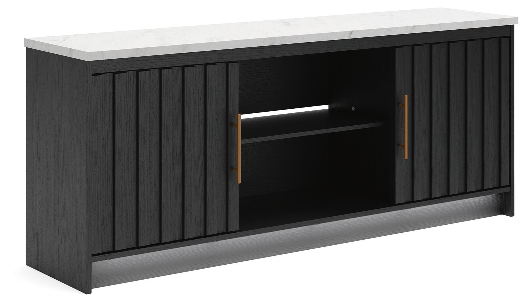 Cadmori - XL TV Stand With Fireplace Option - Black / White