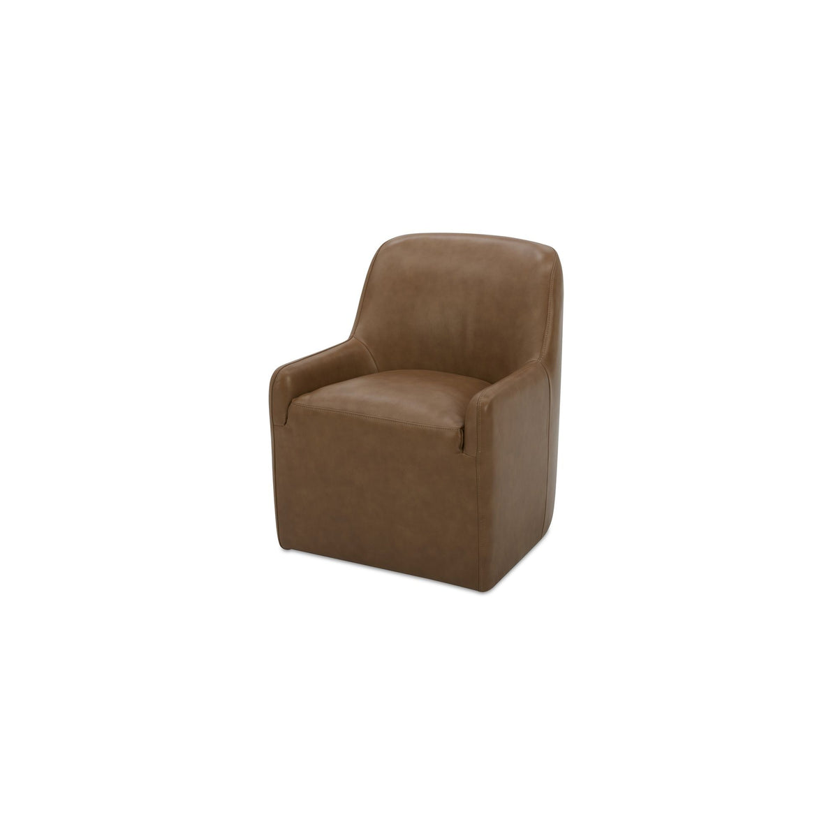 Maisie - Leather Rolling Dining Chair - Tan