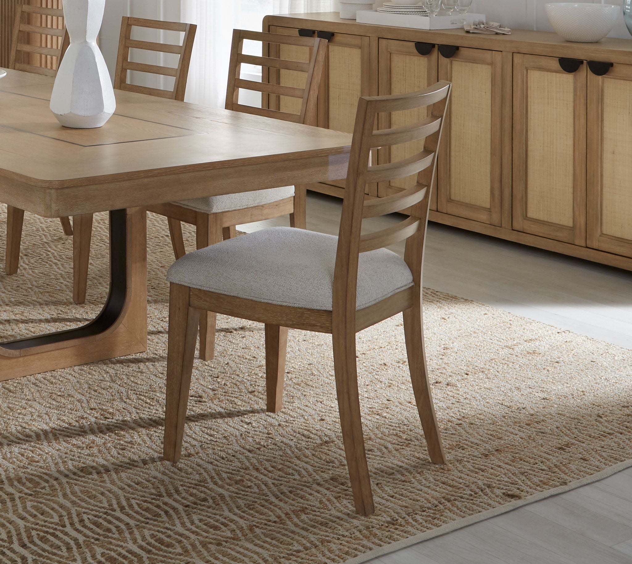Escape - Dining Ladder Back Dining Chair (Set of 2) - Glazed Natural Oak / Mirage Mist