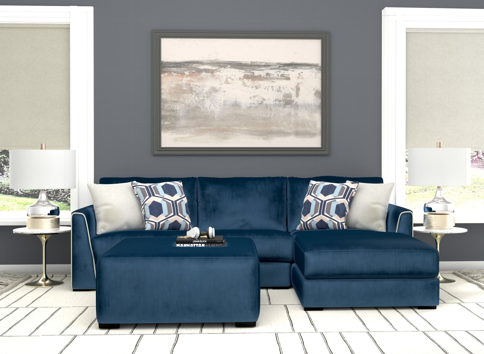 Jetson - Sectional With Comfort Coil Seat Cushions, Included Accent Pillows & Cocktail Ottoman