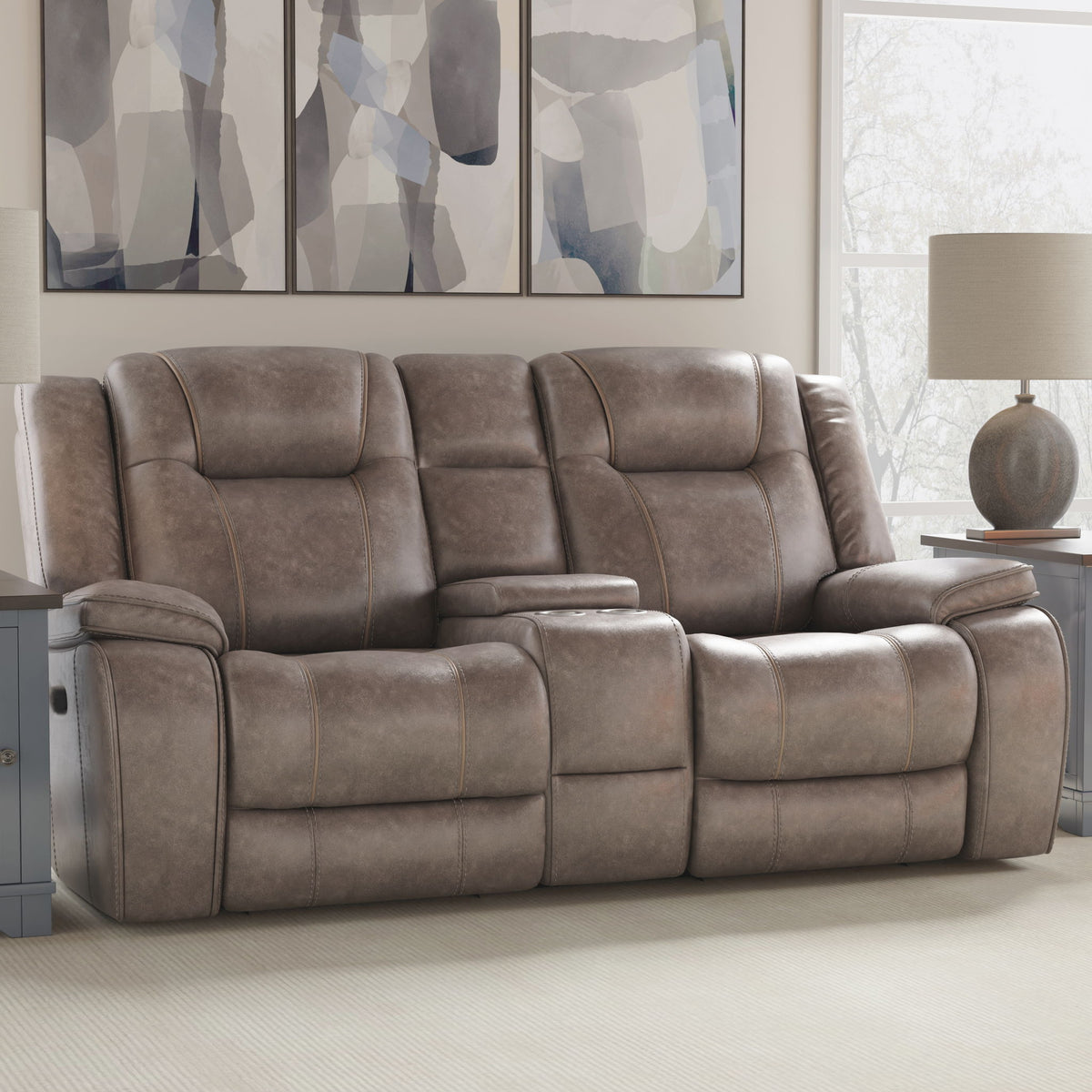Blake - Reclining Console Loveseat - Desert Taupe