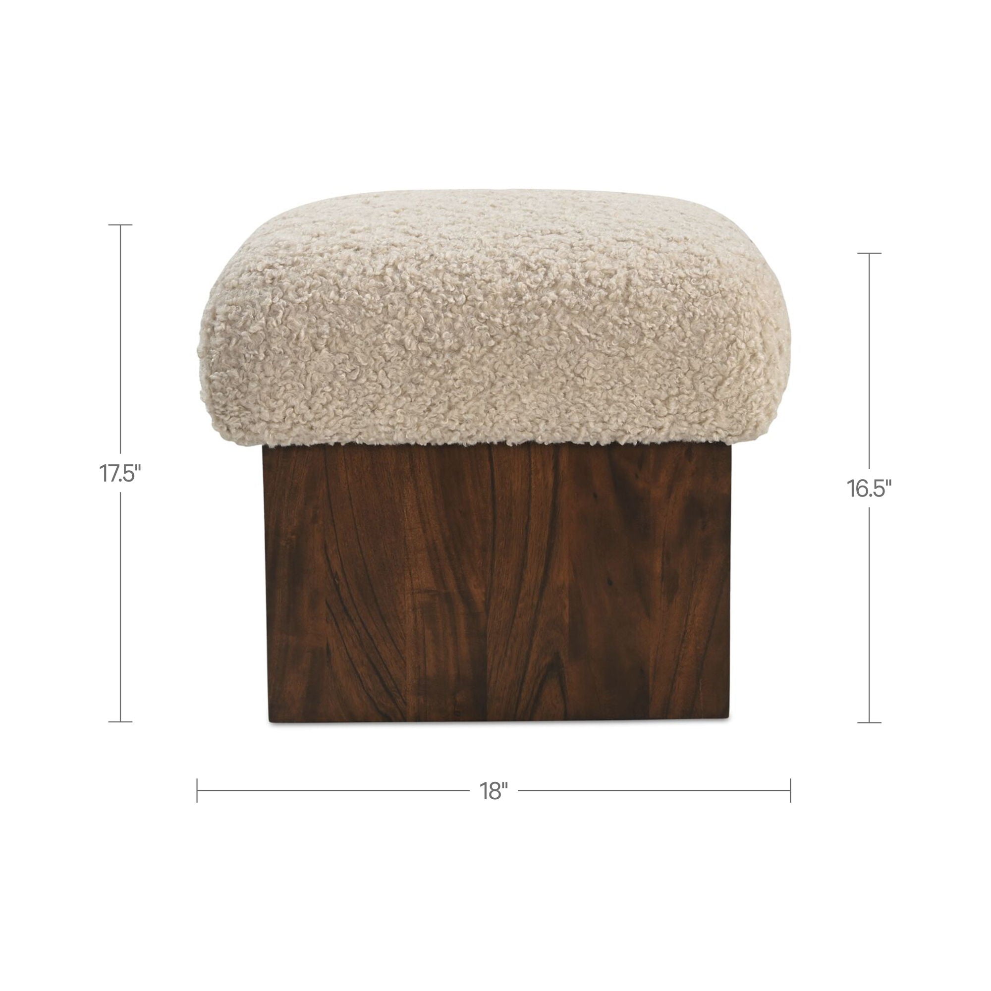 Serge - Ottoman Faux Shearling - Cream / White / Dark Brown