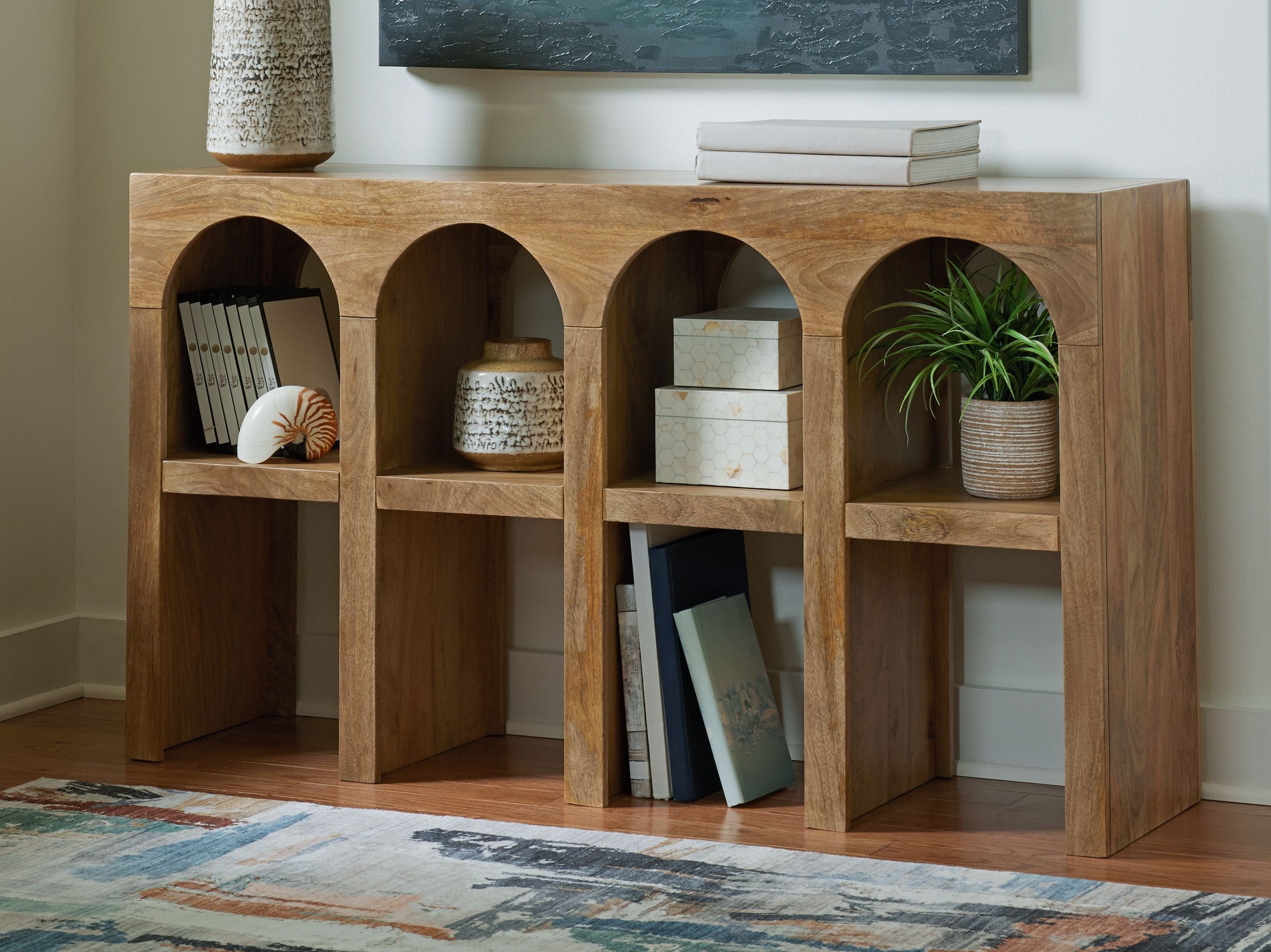 Luzmanacy - Console Sofa Table - Natural Brown