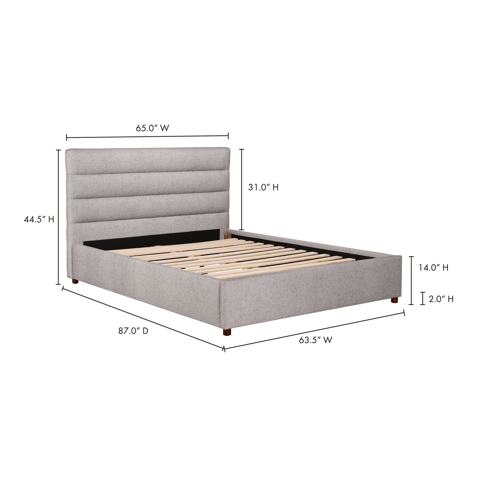 Takio - Queen Bed - Light Gray