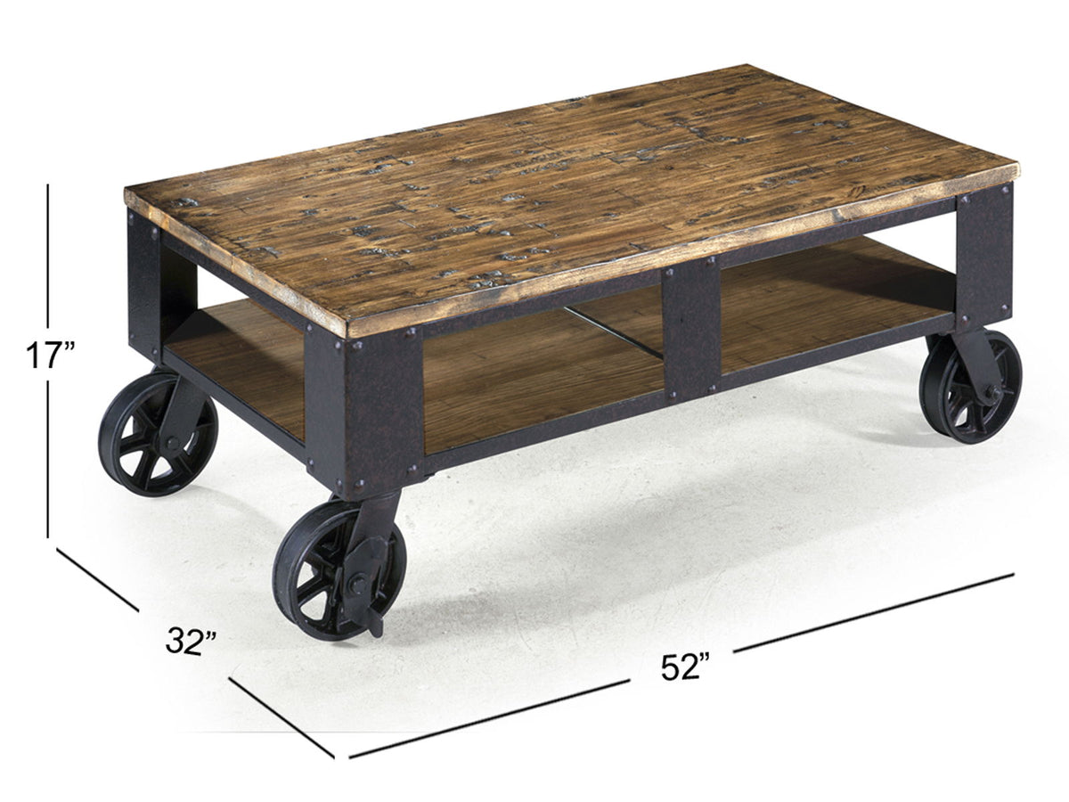 Pinebrook - Rectangular 2 Braking Casters Cocktail Table Set