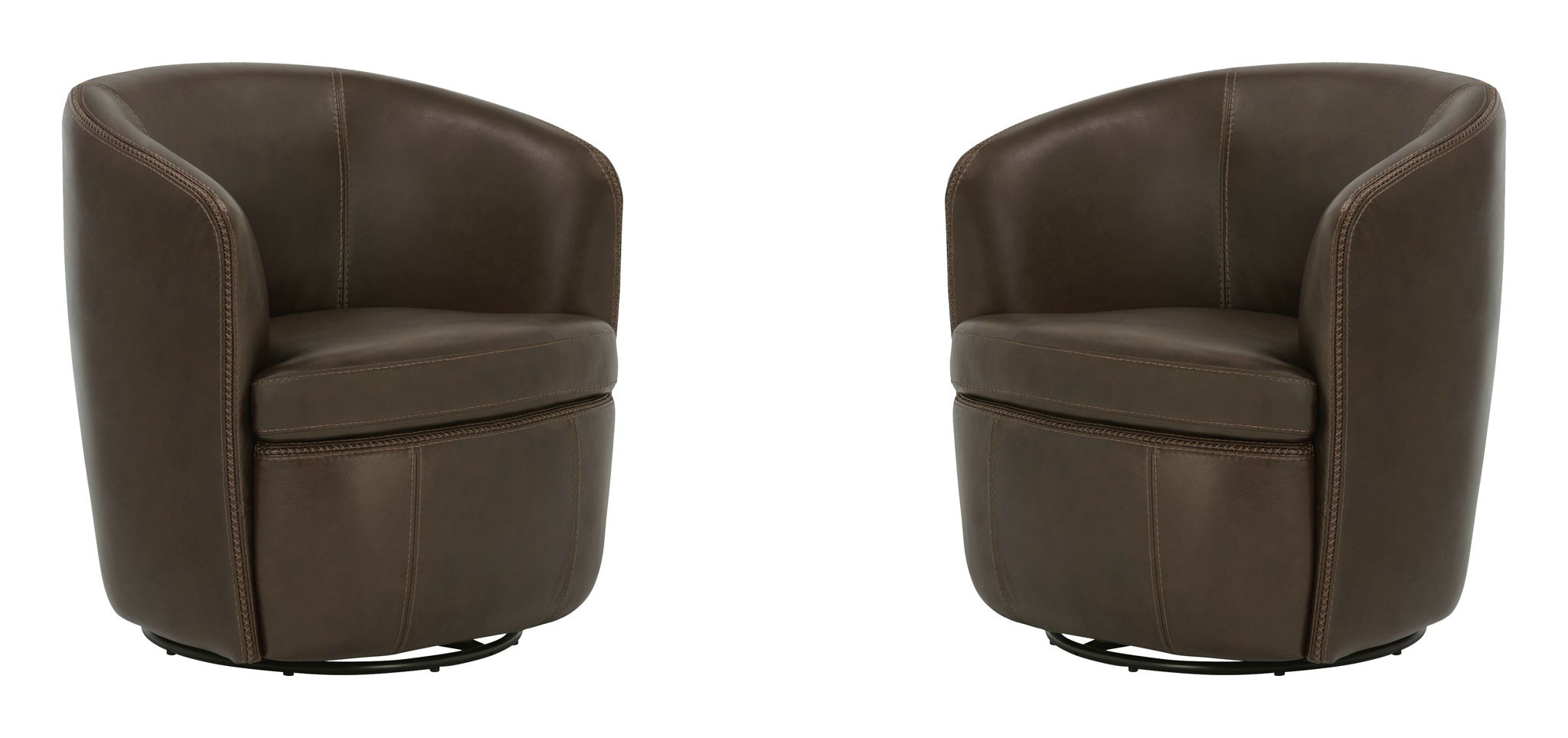 Barolo - 100% Italian Leather Swivel Club Chair (Set of 2)