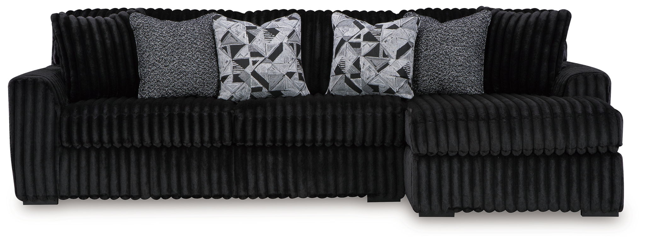 Midnight-Madness - 4 Pc. - 2-Piece Sectional Sofa With Raf Corner Chaise, Chaise, Ottoman - Onyx