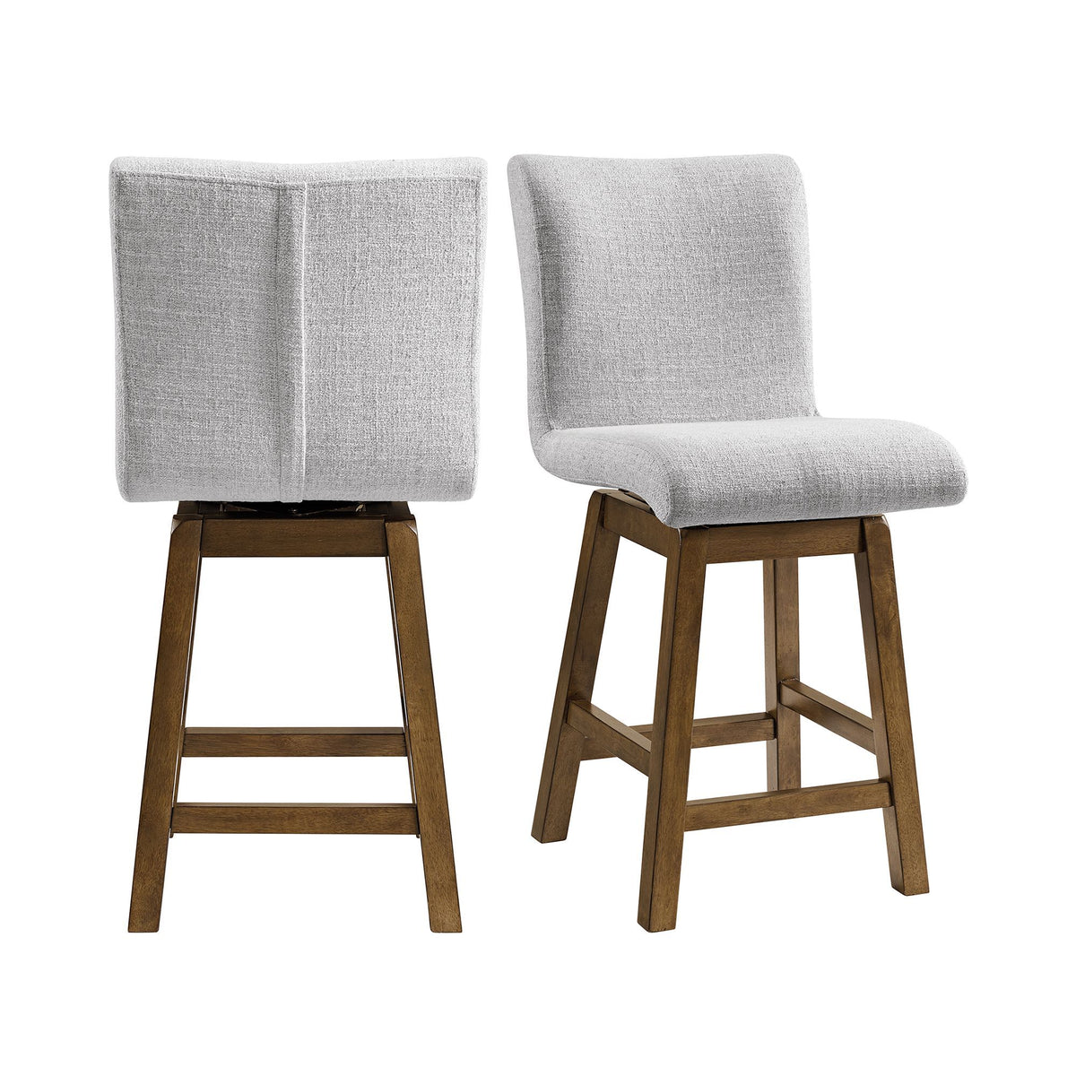 Carmela - Swivel Counter Chair (Set of 2) - Brown / Light Gray Linen