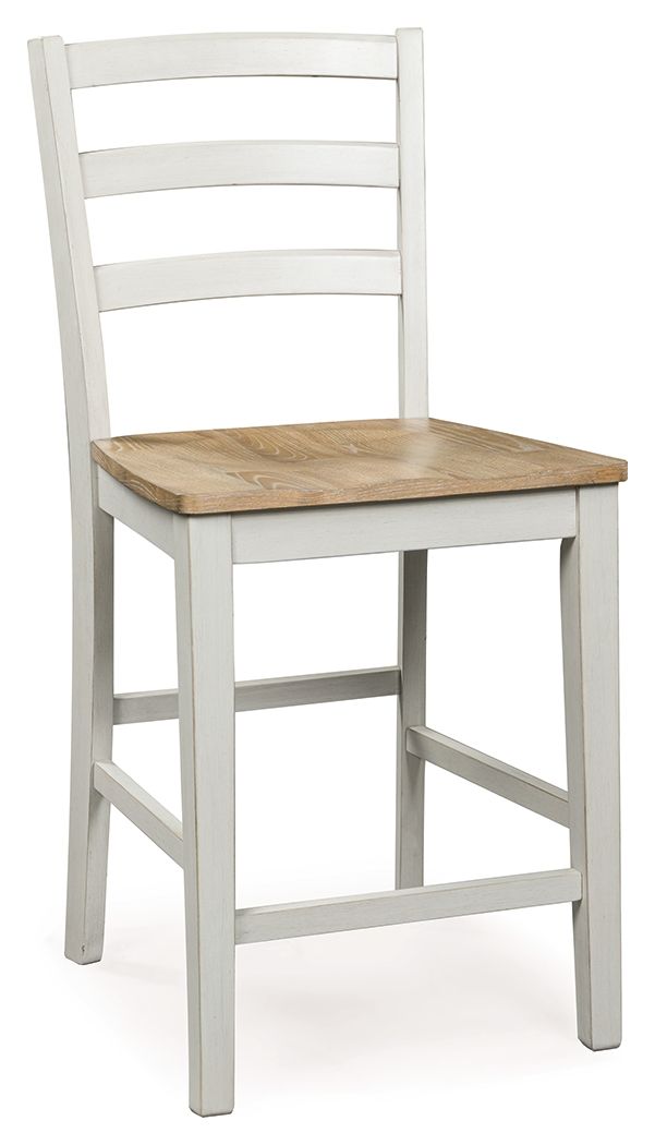 Purlaney - Barstool (Set of 2) - Antique White / Natural