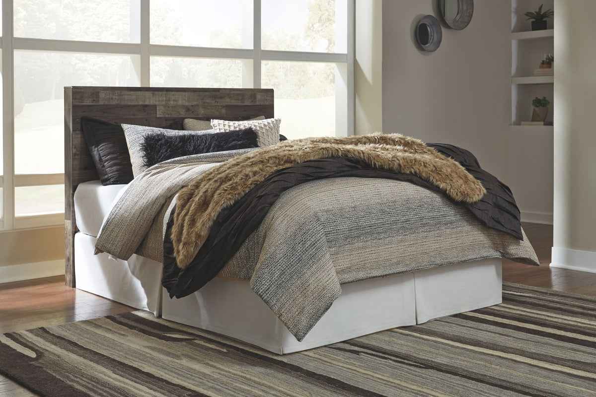 Derekson - Queen Panel Headboard with Bolt on Bed Frame - Multi Gray