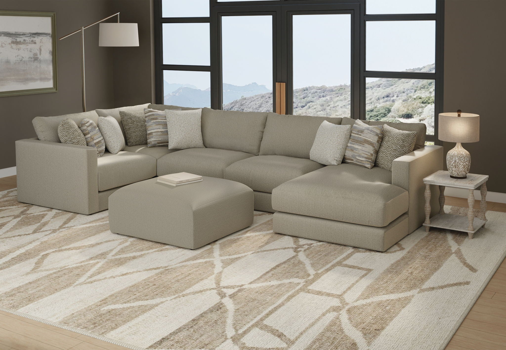 Amelia - Cocktail Ottoman - Sand