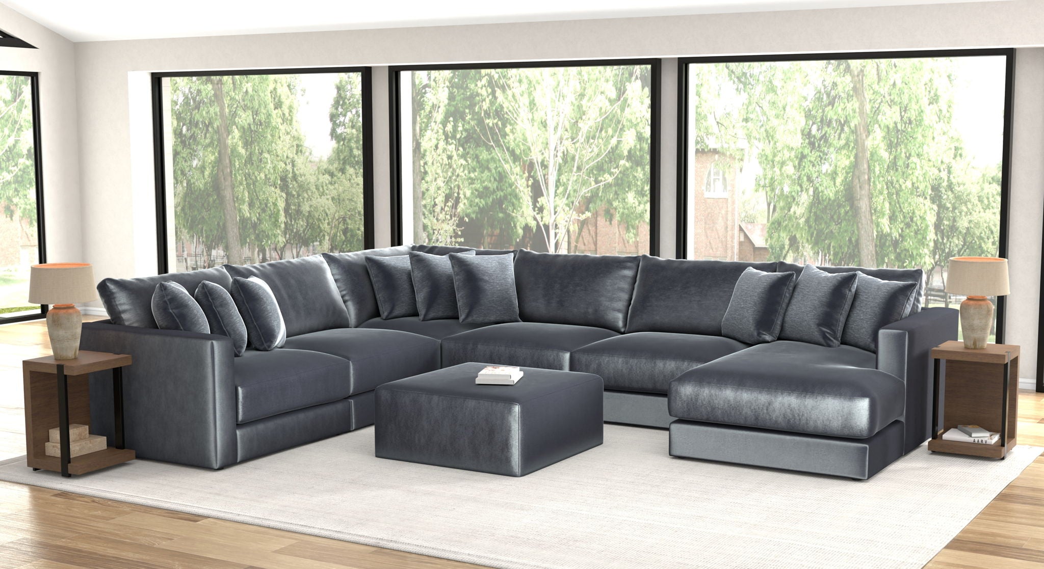 Remington - Modular Sofa And Cocktail Ottoman - Slate