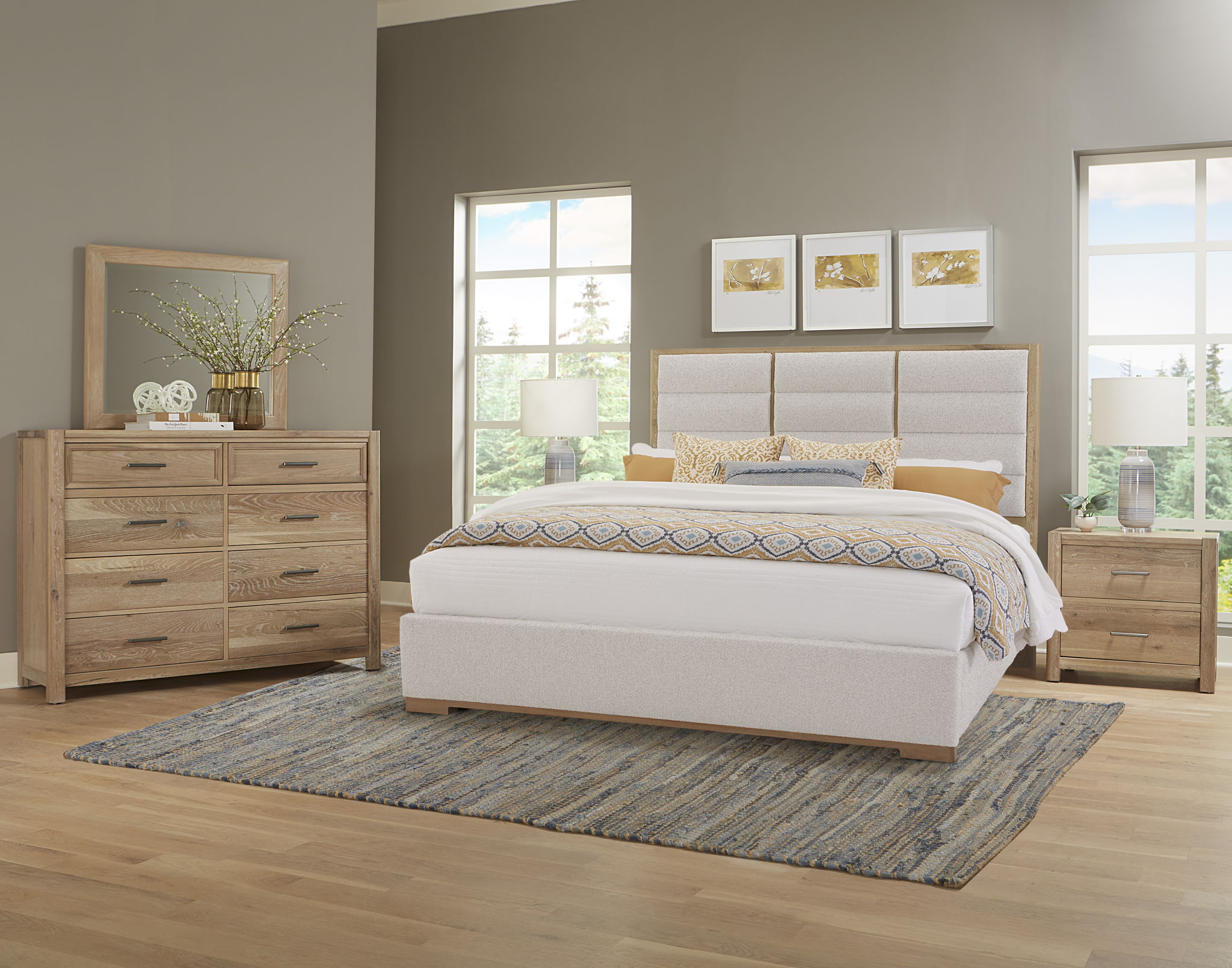 Crafted Oak - Upholstered Bed