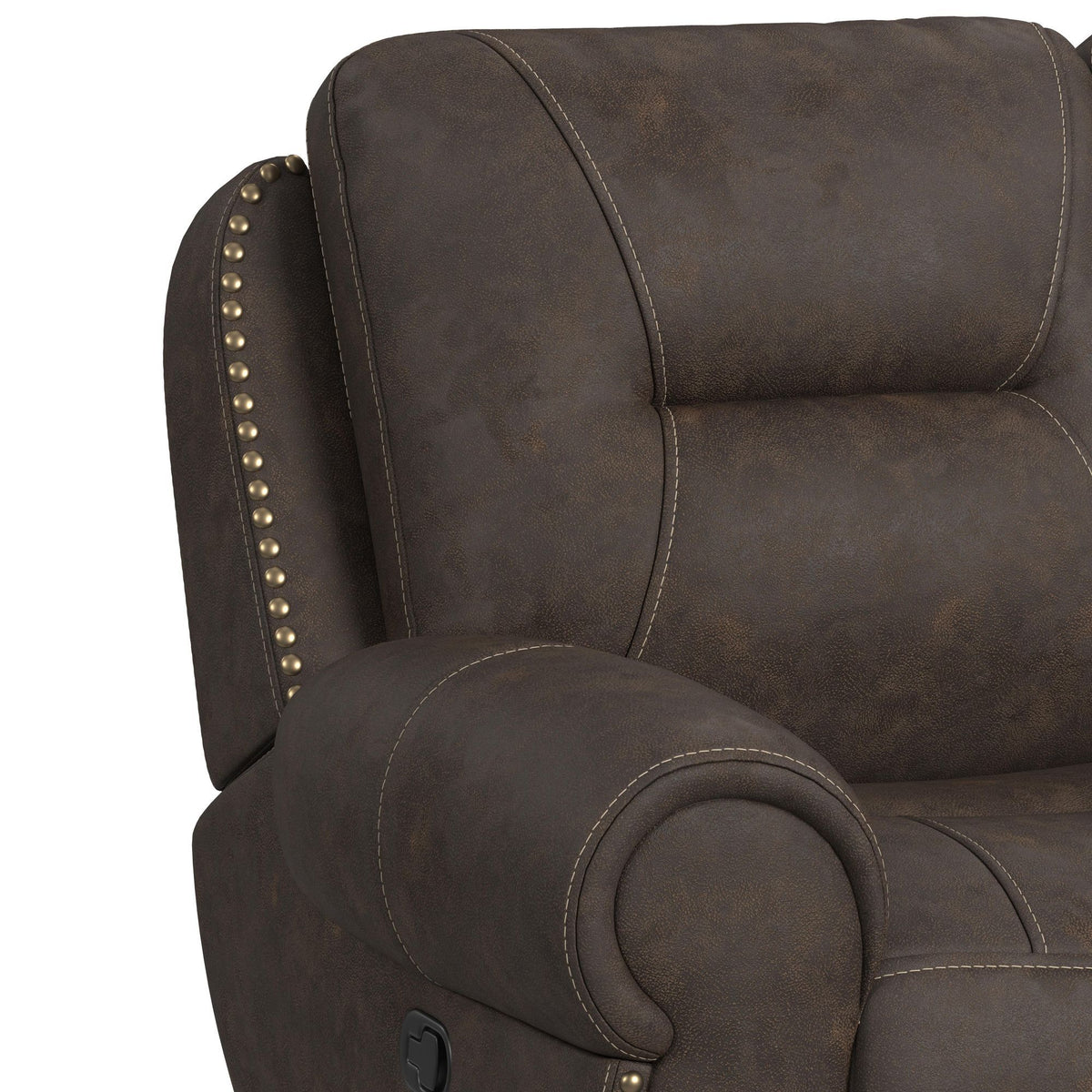 Topeka - Loveseat With Console, Hidden Cups - Rocky Brown