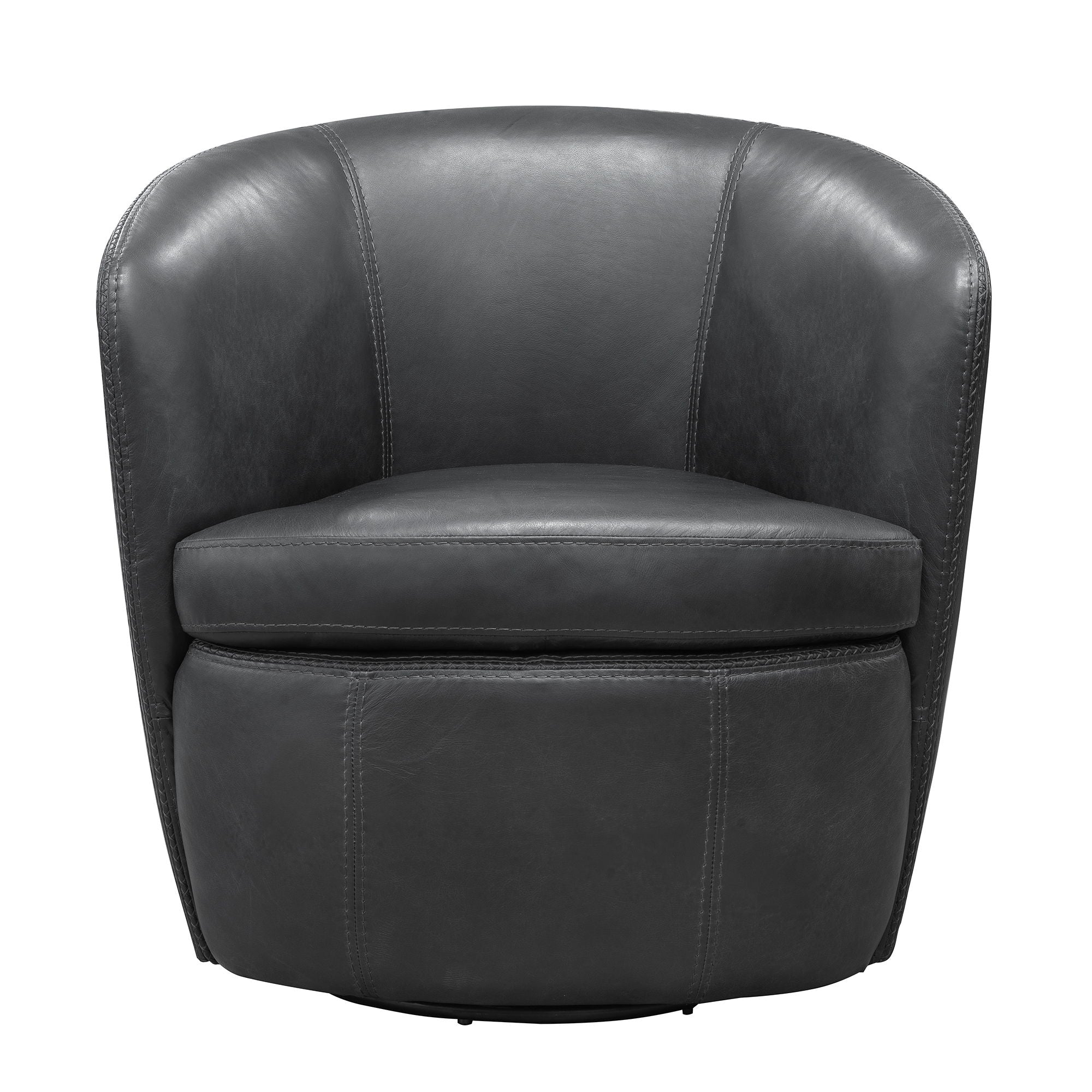 Barolo - 100% Italian Leather Swivel Club Chair (Set of 2)