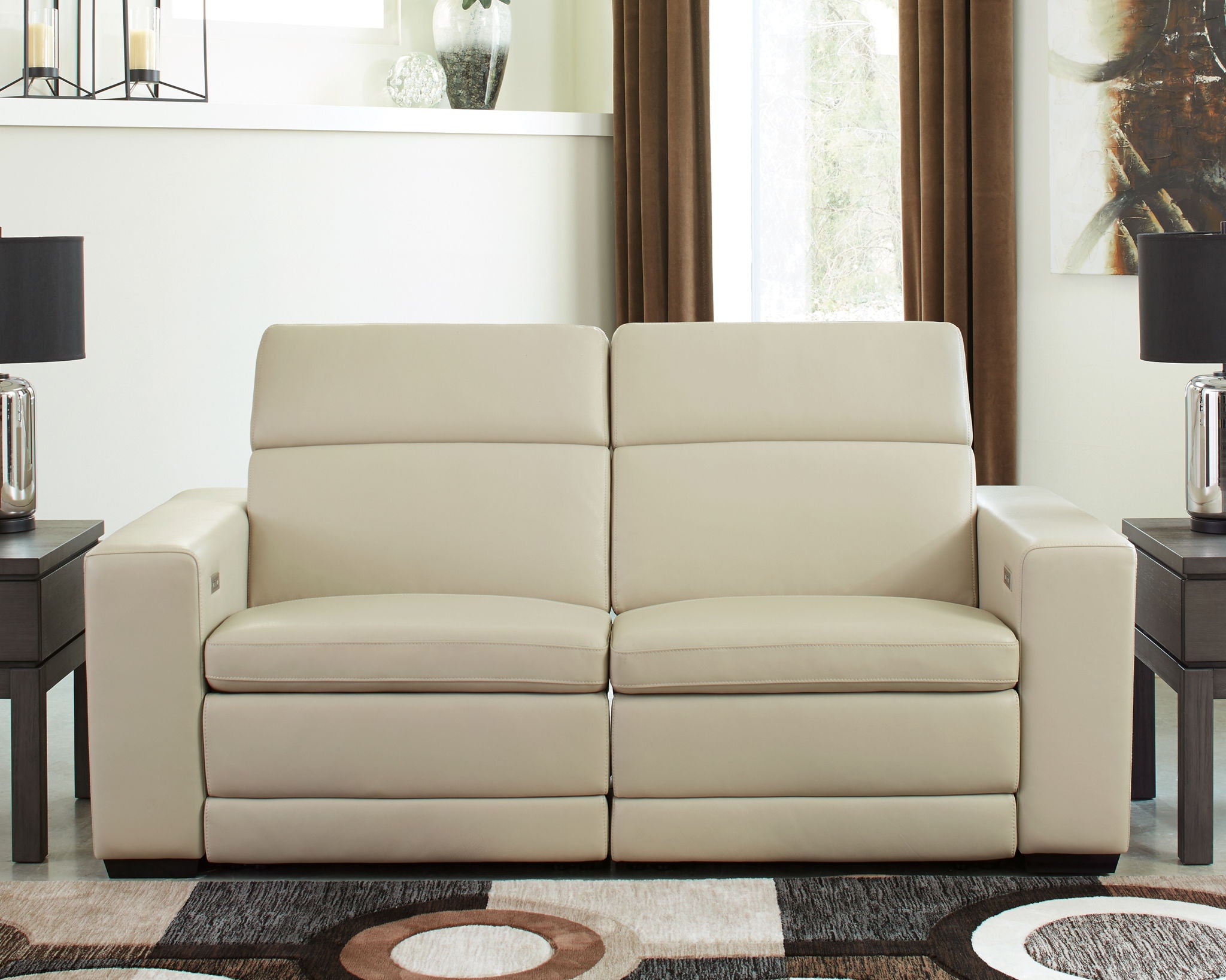 Texline - 3-Piece Power Reclining Loveseat - Sand