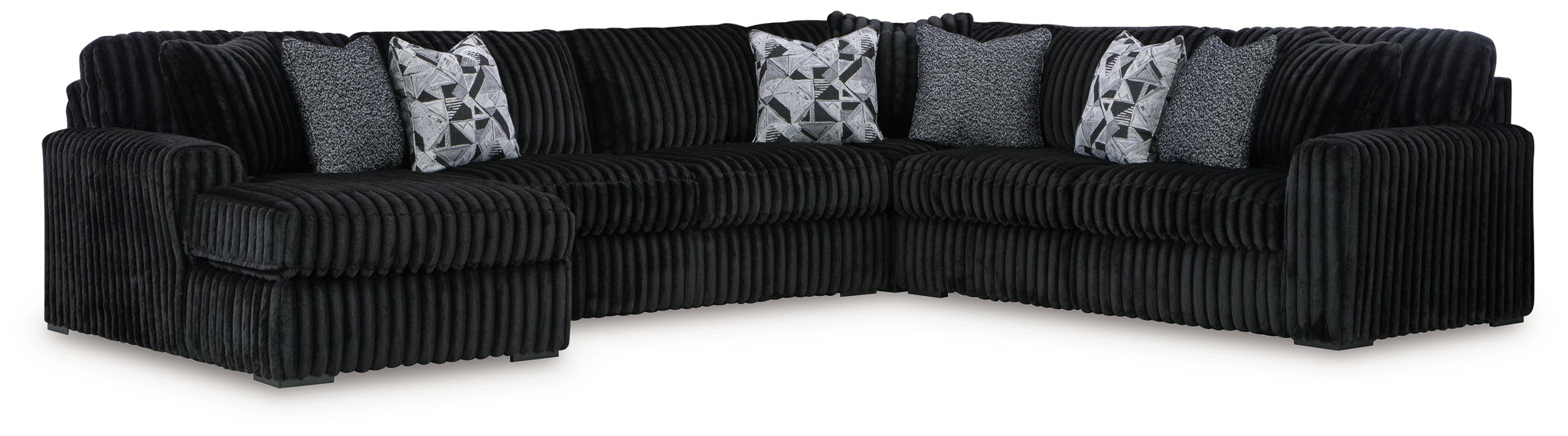 Midnight-Madness - 5 Pc. - 4-Piece Sectional With Laf Corner Chaise, Ottoman - Onyx
