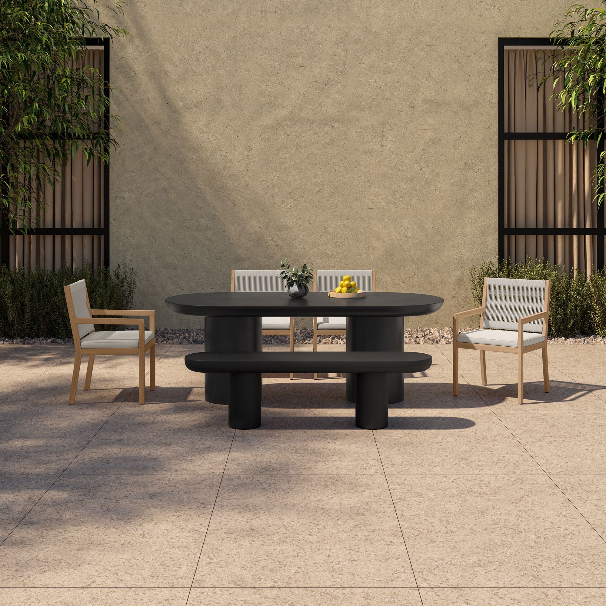 Rocca - Cement Dining Table - Black