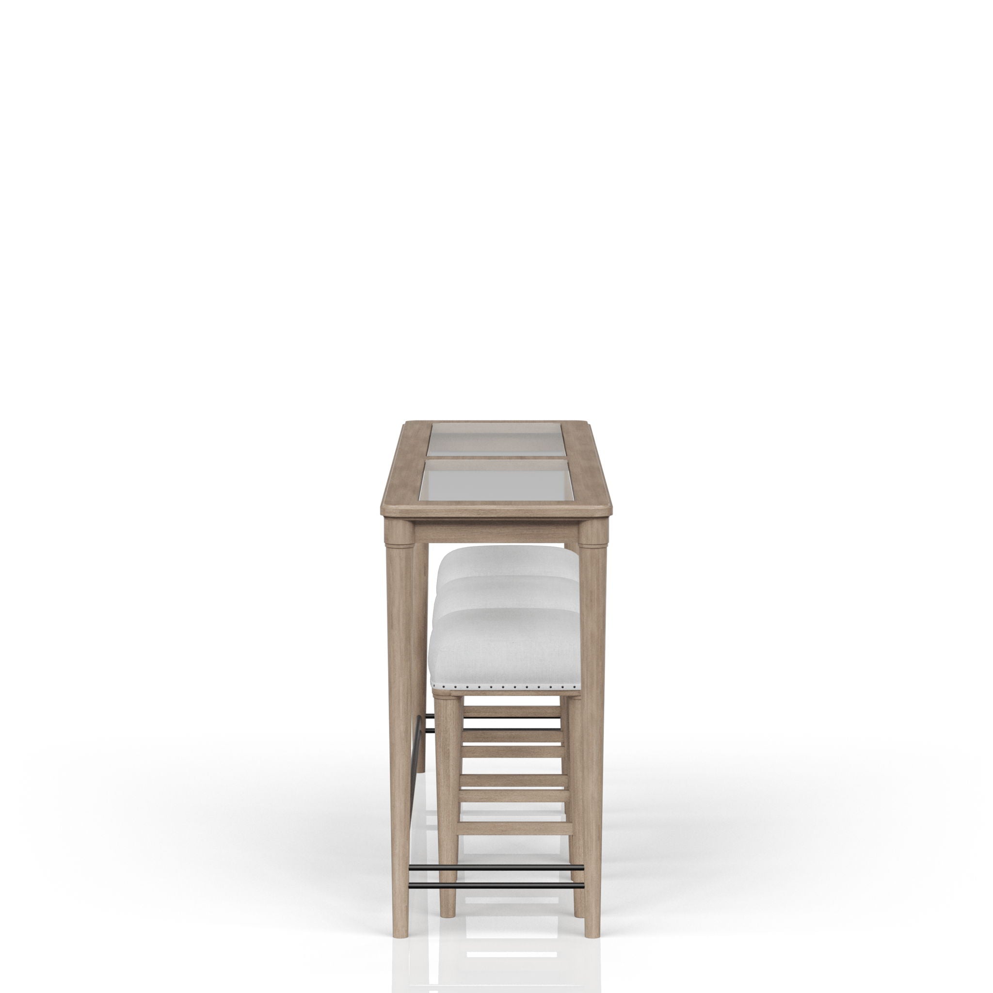 Citrus Heights - Frosted Glass Console Table With 3 Stools - Sand