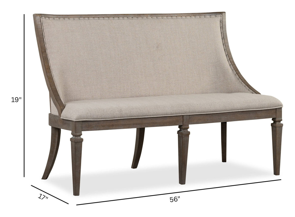Lancaster - Bench With Upholstered Seat & Back - Dovetail Gray