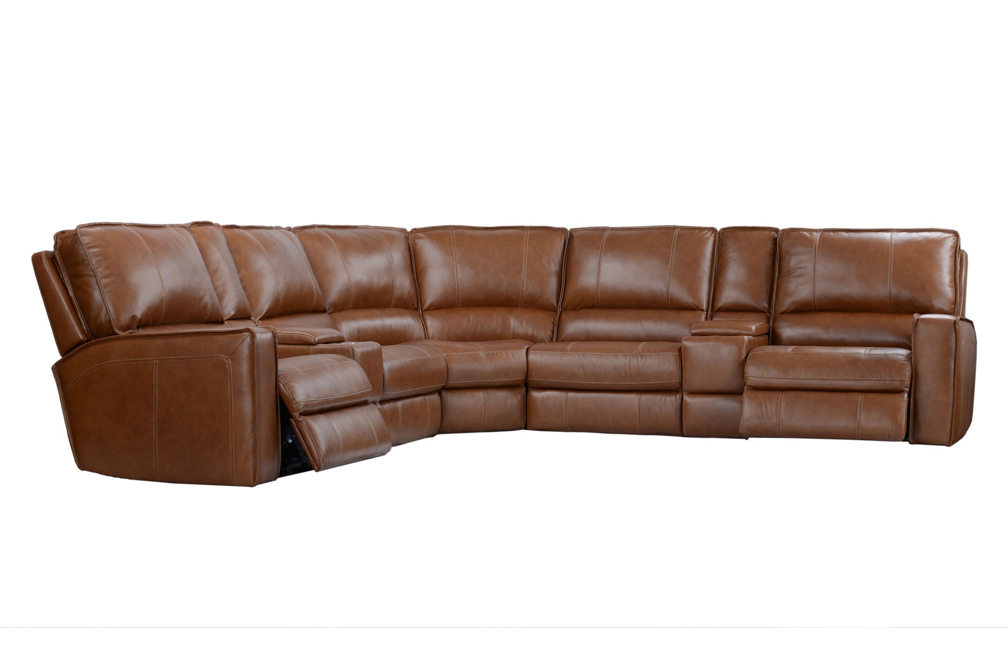 Rockford - 7 Piece Modular Power Reclining Sectional With Power Adjustable Headrests - Verona Saddle