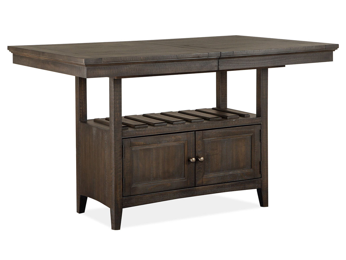Westley Falls - Extendable Counter Height Dining Table With 4 Counter Chairs - Graphite / Beige