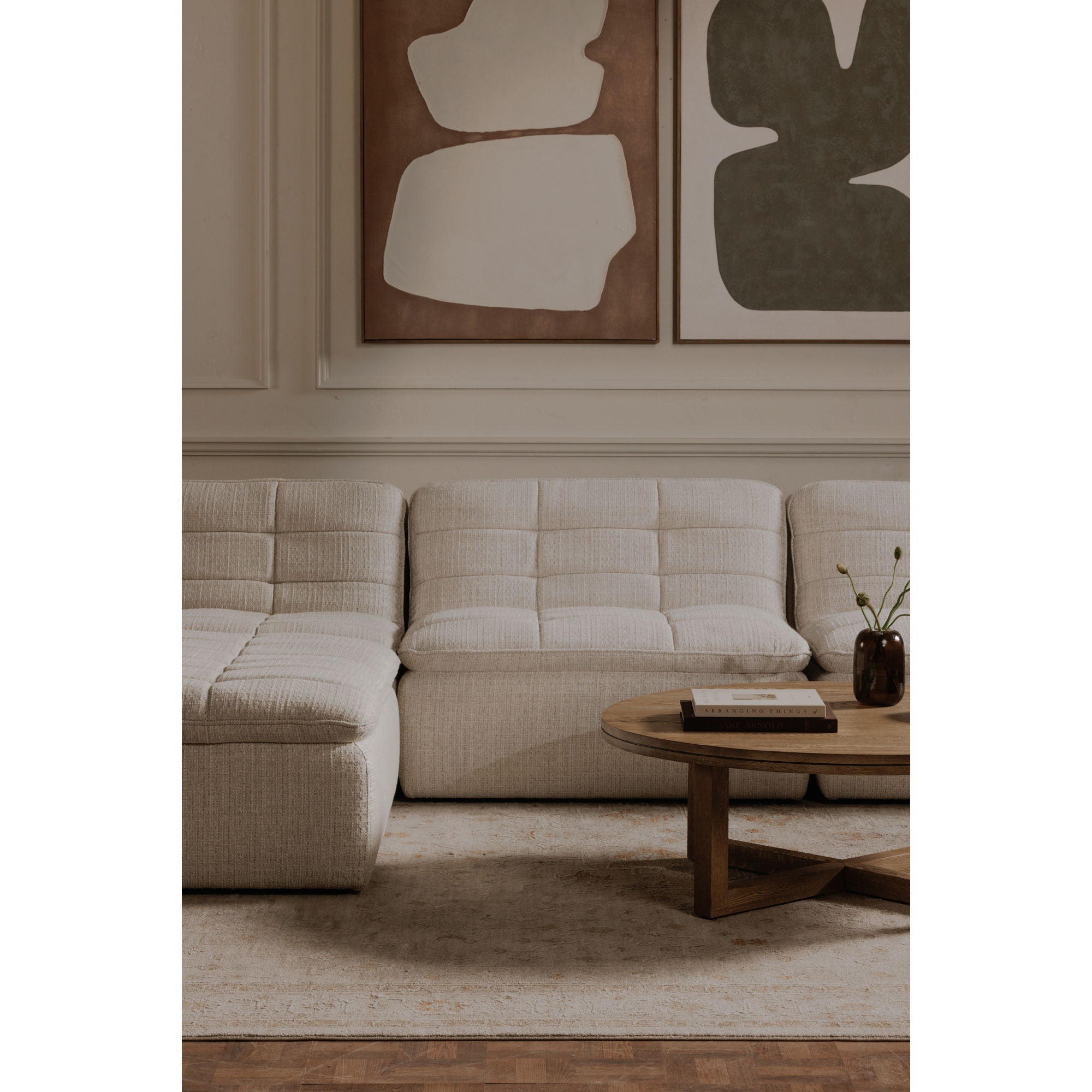 Lino - Armless Modular Sofa - Textured Oat / Beige
