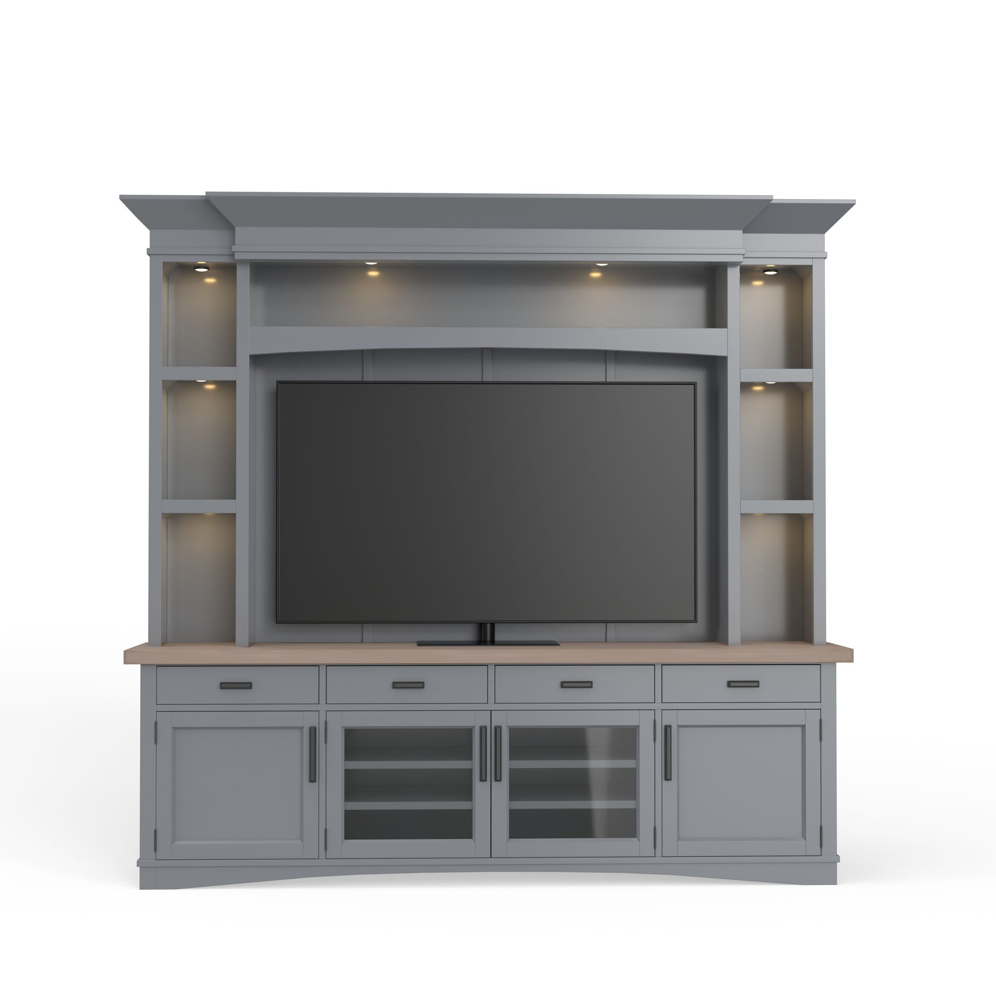 Americana Modern - TV Console with Hutch, Backpanel and LED Lights