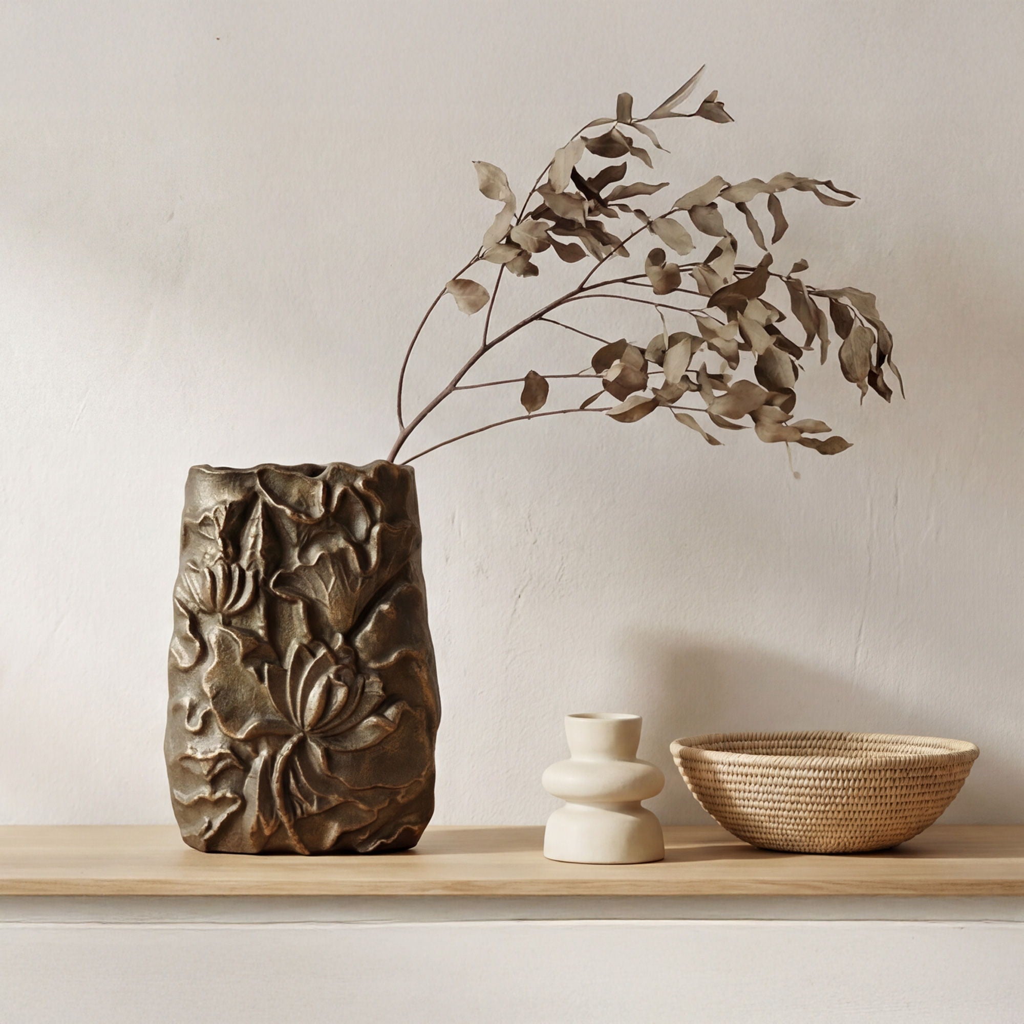 Sabine - Cast Aluminum Vase - Antique Brass