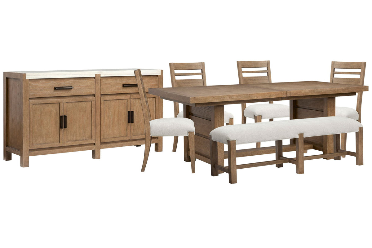 Plum Creek - 7 Piece Extendable Trestle Dining Table Set