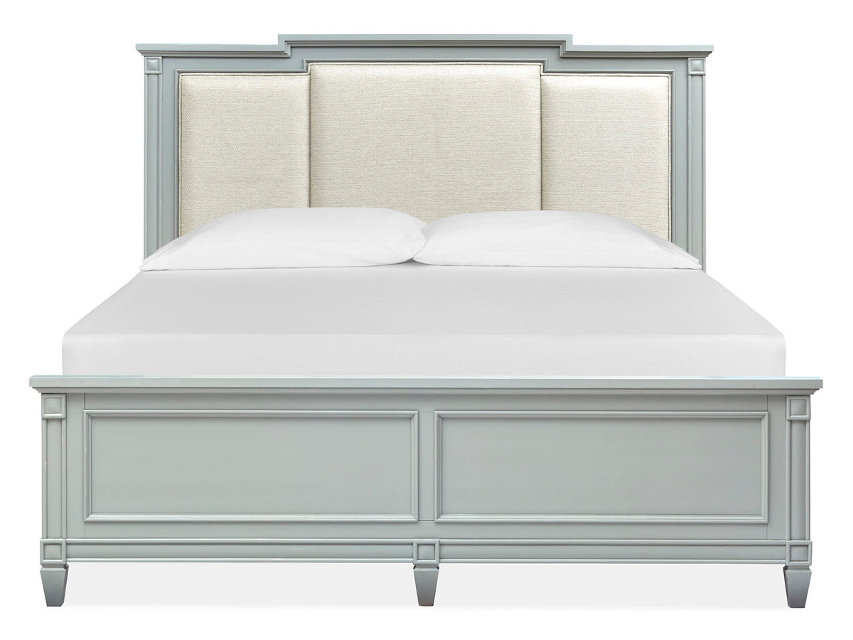 Glenbrook - Complete California King Panel Bed With Upholstered Headboard - Pebble