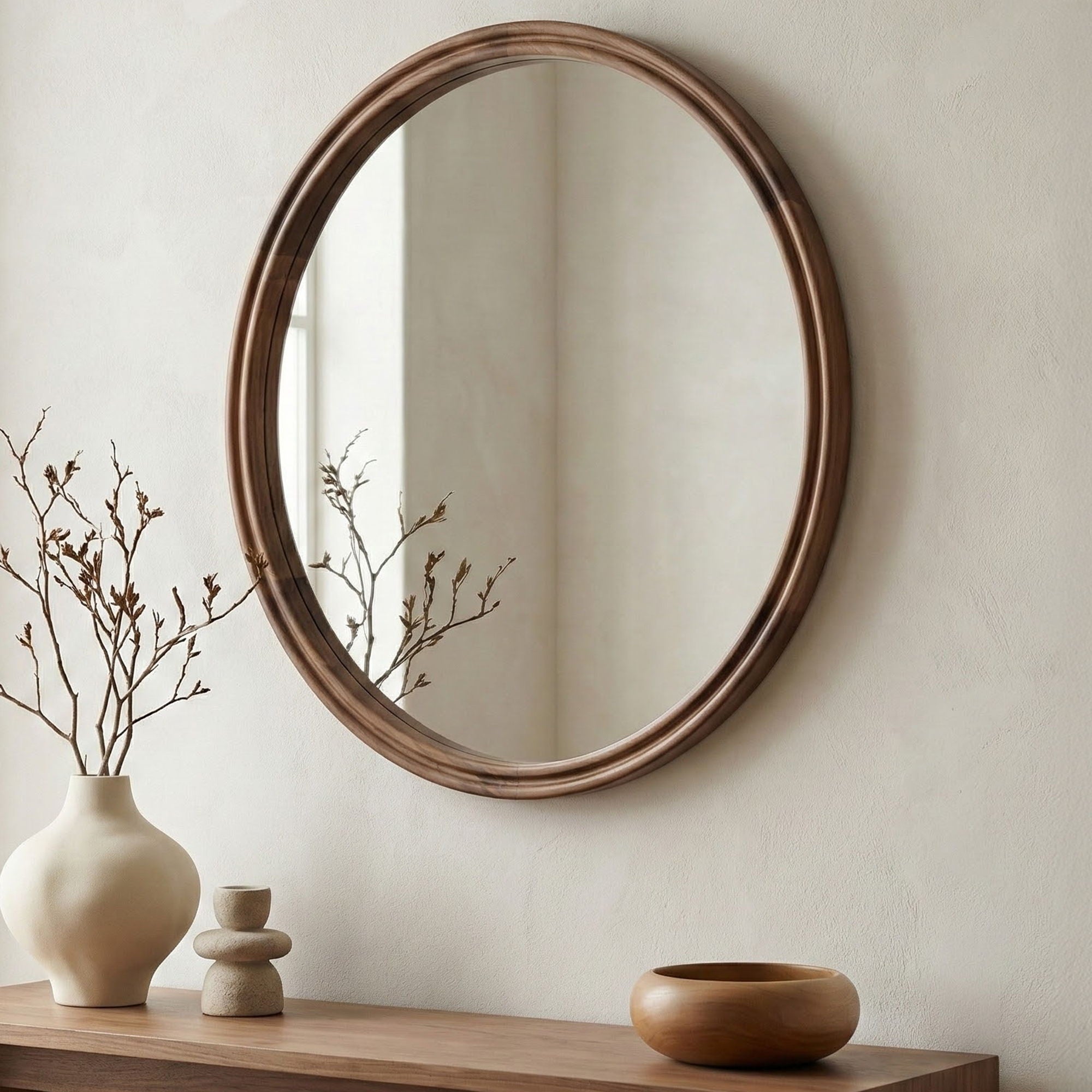 Alcott - Accent Round Mirror Small - Walnut