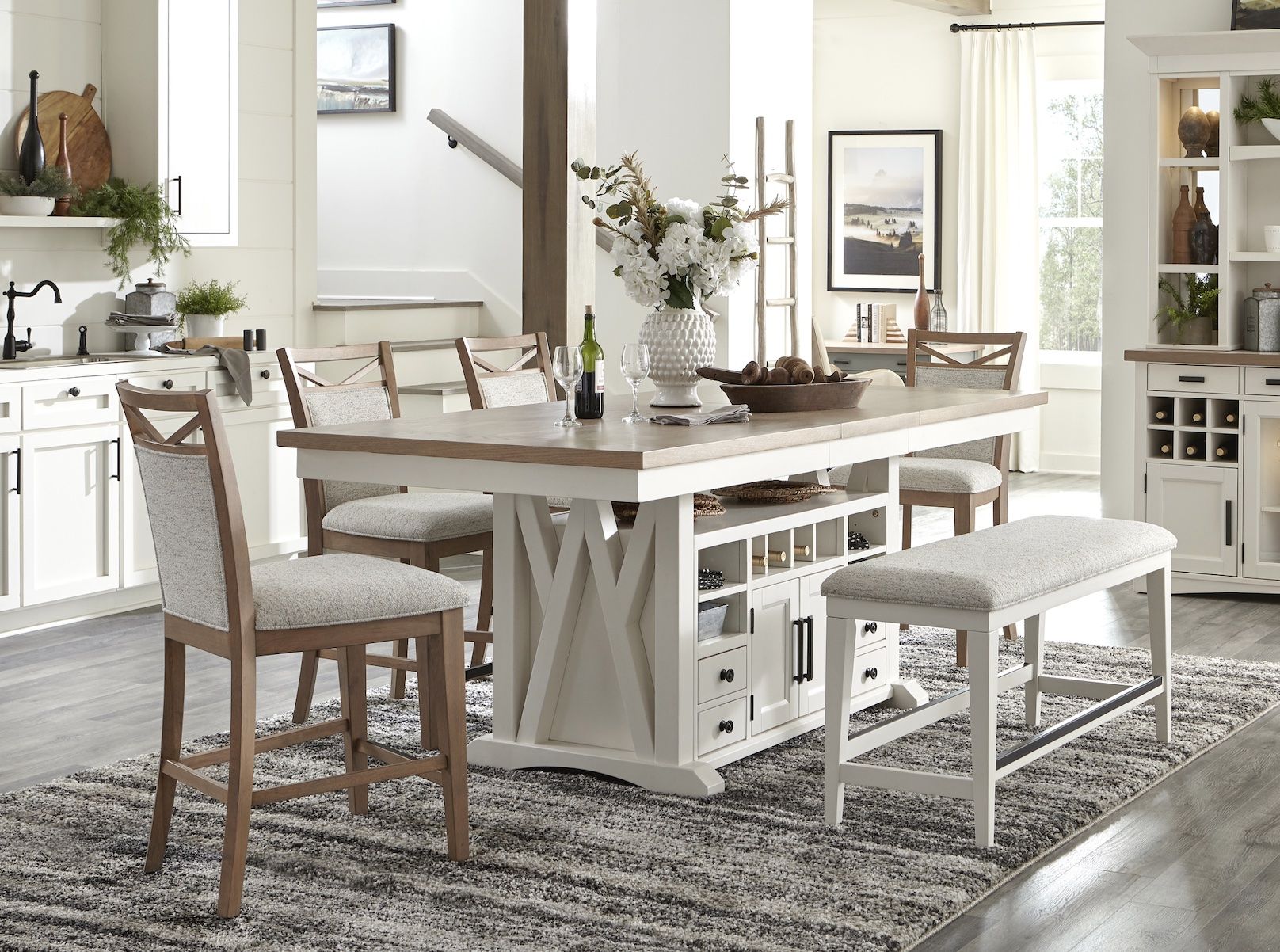 Americana Modern Dining - Upholstered Fabric Counter Chair (Set of 2) - Cotton