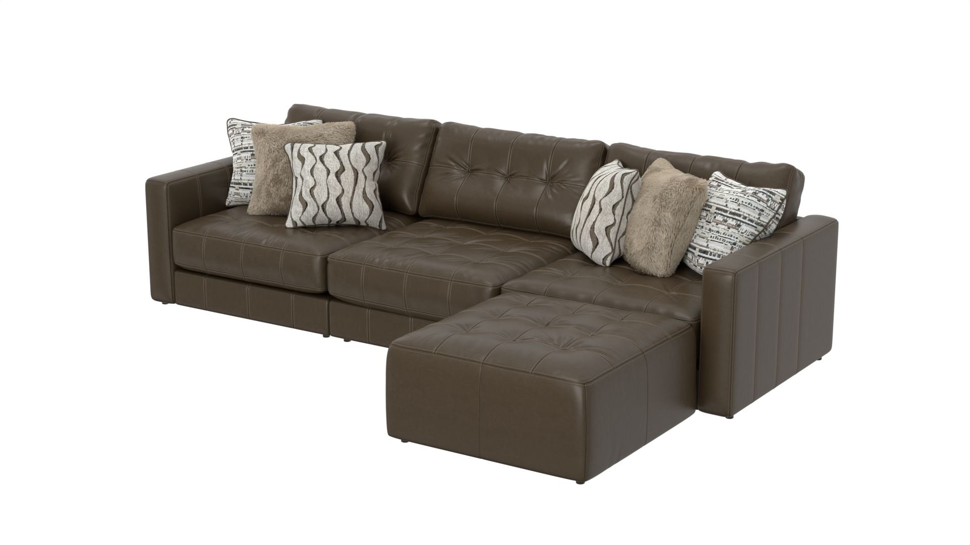 Siena - 4 Piece Modular Sectional With Cuddler Seat Cushions And Included Accent Pillows - Chocolate