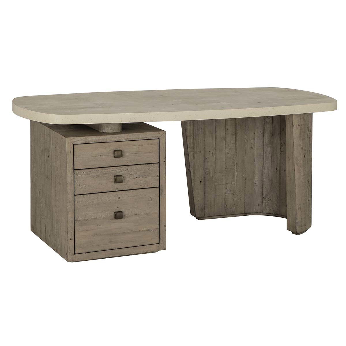 Angus - Solid Wood Desk - Antique White / Distressed Gray