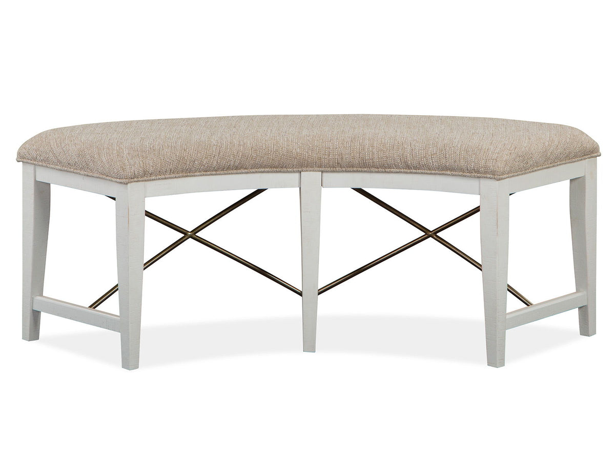 Heron Cove - Curved Bench With Upholstered Seat - Chalk White