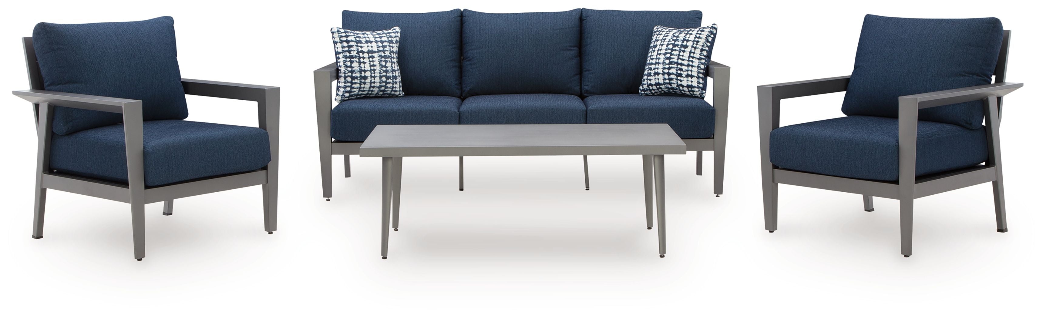 Gali - Sofa / Chairs / Table Set (Set of 4) - Gray / Blue