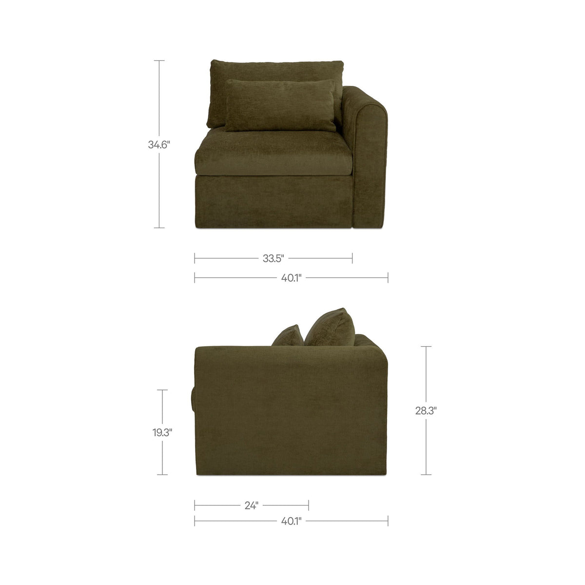 Swift - Right Arm Facing Chair - Dark Green