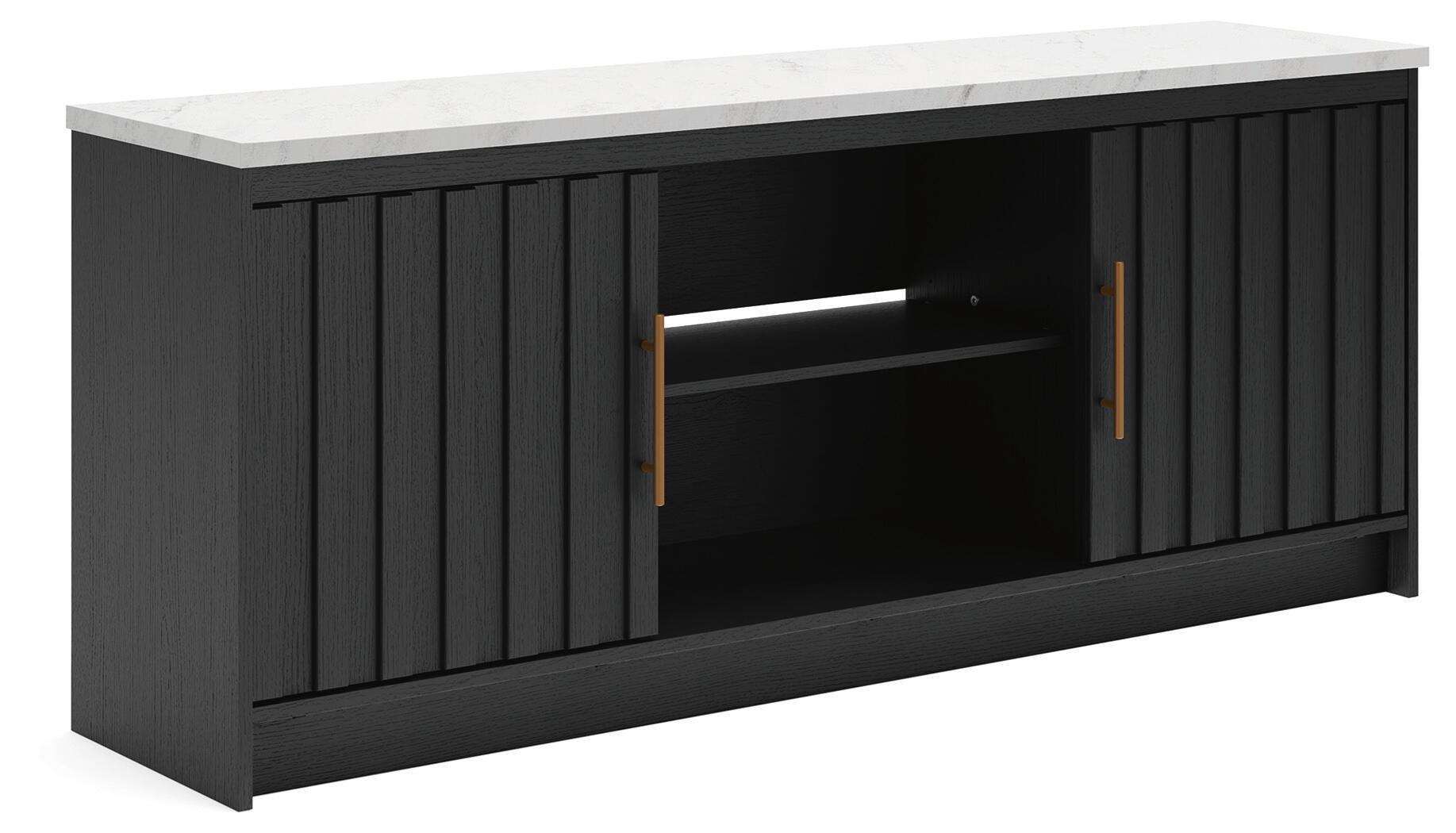 Cadmori - XL TV Stand With Fireplace Option - Black / White