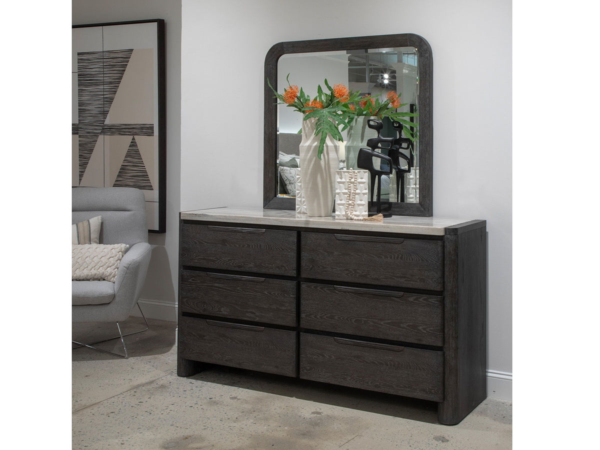 Keaton - Double Drawer Dresser With Portrait Mirror - Black