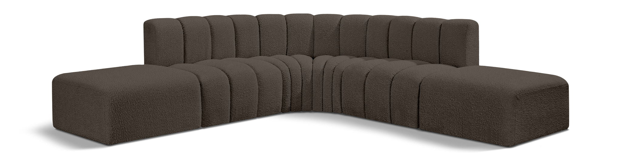 Arc - Boucle Fabric 6 Piece Corner Modular Sofa