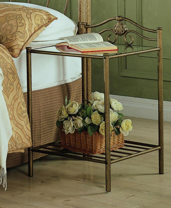 Sydney - Metal 2-Shelf Nightstand - Antique Brushed Gold