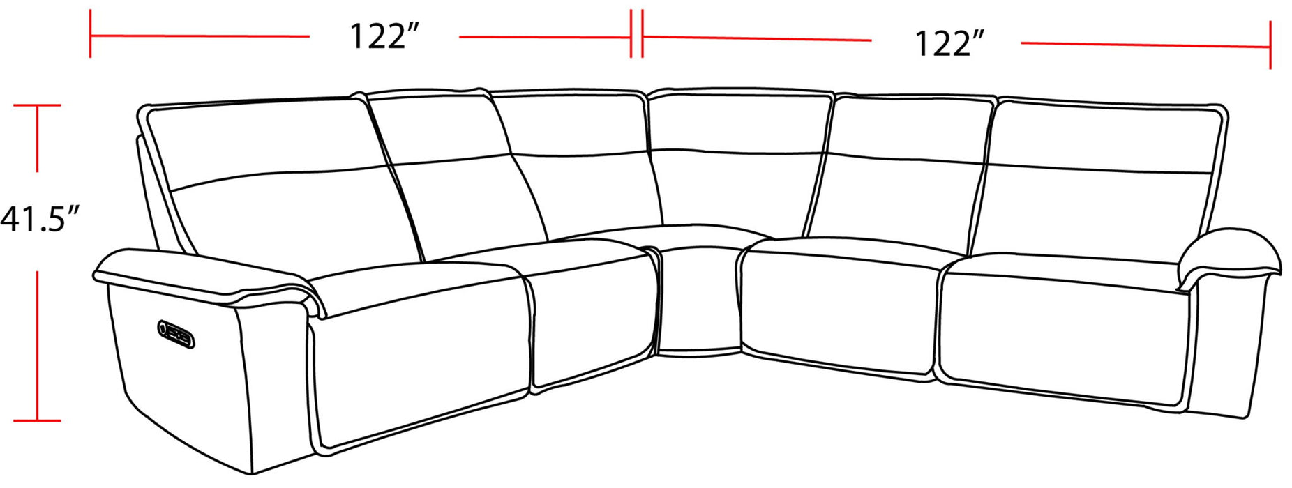 Perimeter - 5 Piece Modular Power Reclining Sectional