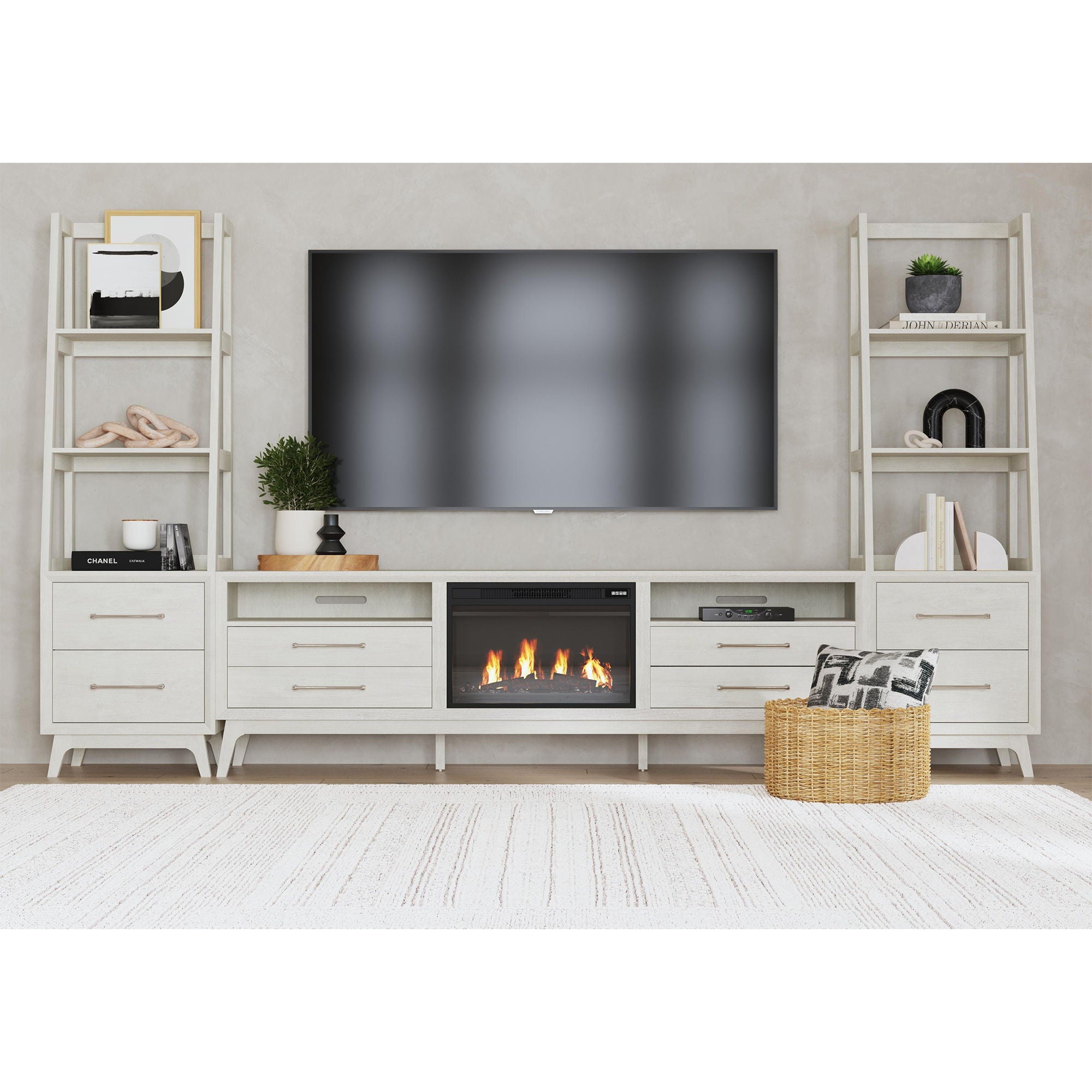 Westland - TV Console With Fireplace Insert - Almond